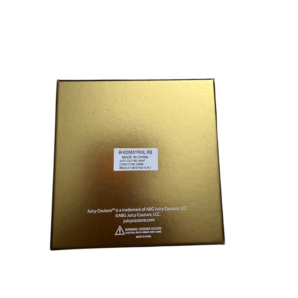 Juicy Couture Gold Tone Charm Bracelet Heart Crystal Logo NIB Gift Box - Picture 5 of 5
